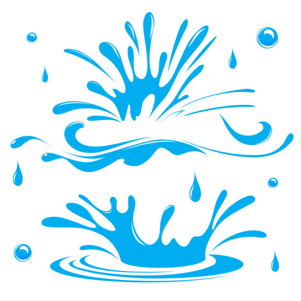 ilustraciones, imágenes clip art, dibujos animados e iconos de stock de agua. salpicaduras y rocíos. poner. imagen vectorial. - splashing