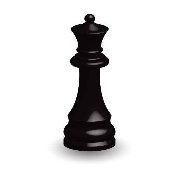 Black chess piece queen 3d on white background. Board game chess. Chess piece 3d render.Vector illustration. Sport play. Black chess piece queen 3d on white background. Board game chess. Chess piece 3d render.Vector illustration. Sport play. three dimensional chess stock illustrations