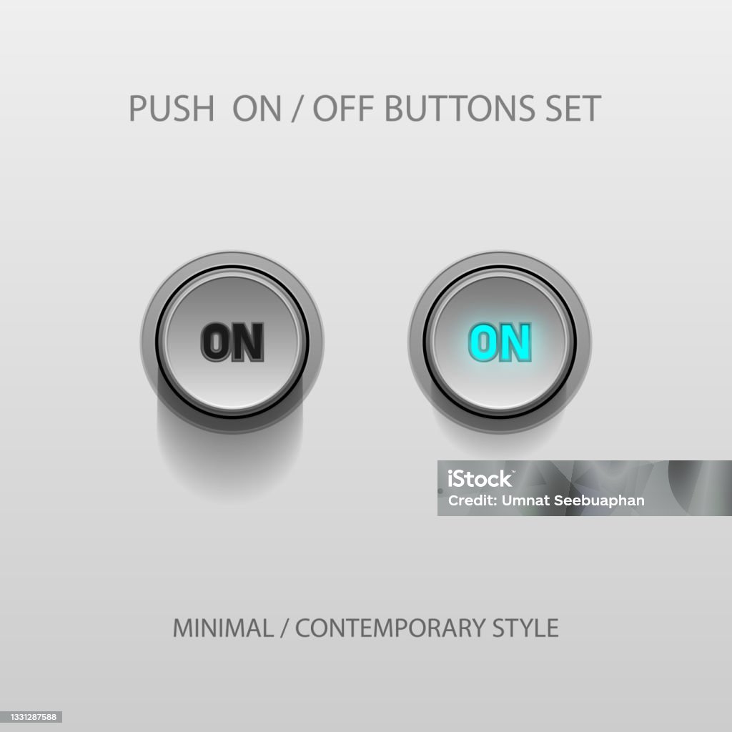 On And Off Push Switch Buttons With Lettering Contemporary Devices User ...