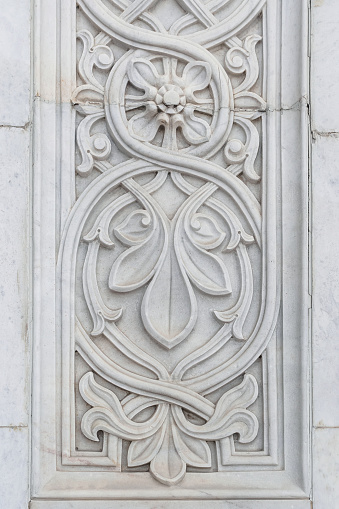 decoration of an ancient building with plaster stucco close-up