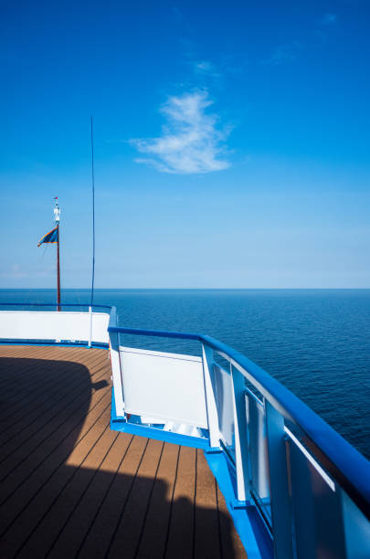 istock The bow of a ship sailing along the river 1331288843