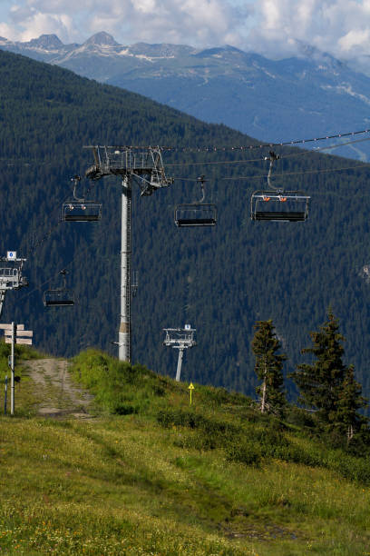 istock Empty chairlifts suspended by a cable. 1331290649