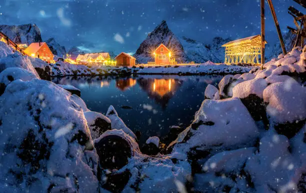 Photo of Pictures of beautiful landscapes in Norway. Both snow and northern lights are popular with tourists.