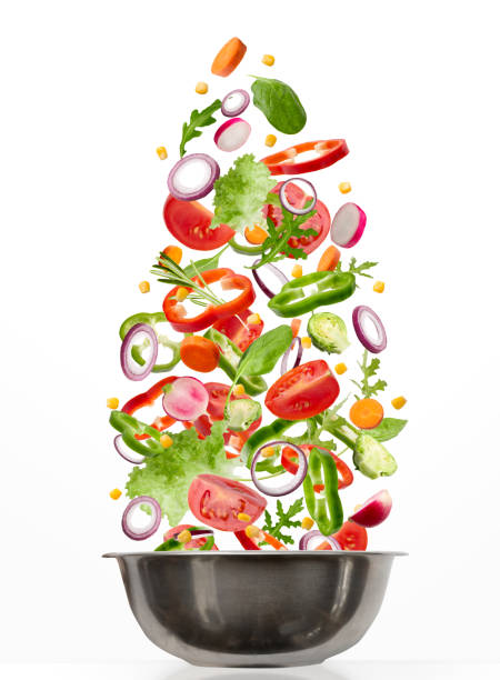 istock Fresh vegetables flying into pot, isolated on white background 1331302828