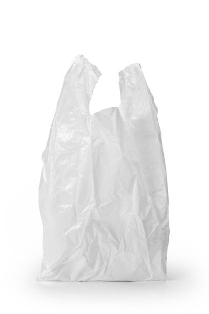 sac en plastique blanc isolé sur fond blanc - sac en plastique photos et images de collection