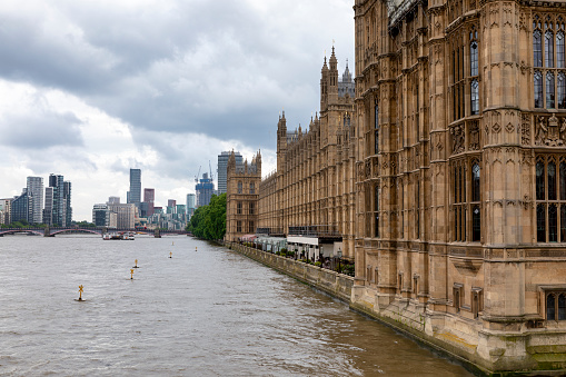The Palace of Westminster, also known as the Houses of Parliament in London, UK.