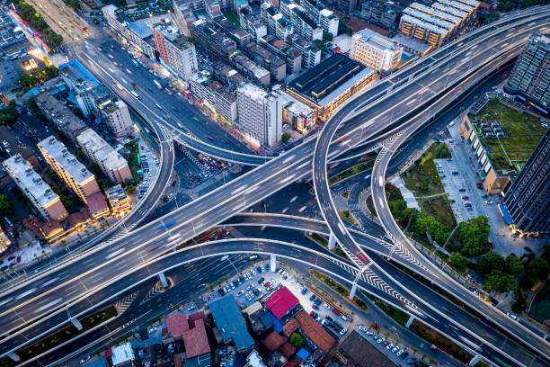 istock Night view of big city overpass 1331304990