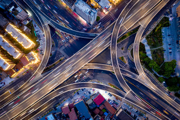istock Night view of big city overpass 1331305003