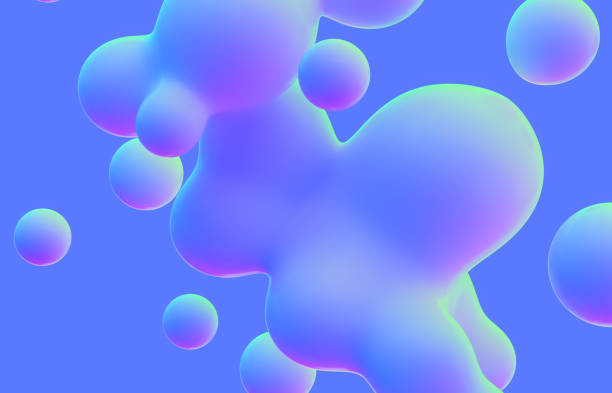 istock Holographic floating liquid blobs, soap bubbles, metaballs. 1331306846