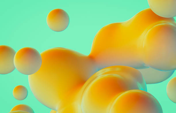 istock Holographic floating liquid blobs, soap bubbles, metaballs. 1331306848