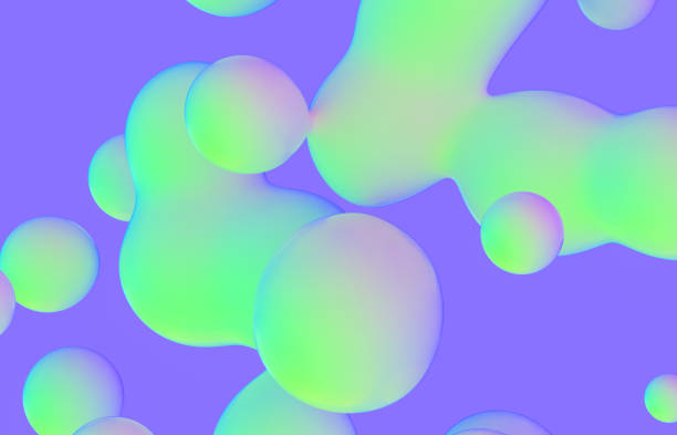 istock Holographic floating liquid blobs, soap bubbles, metaballs. 1331306864