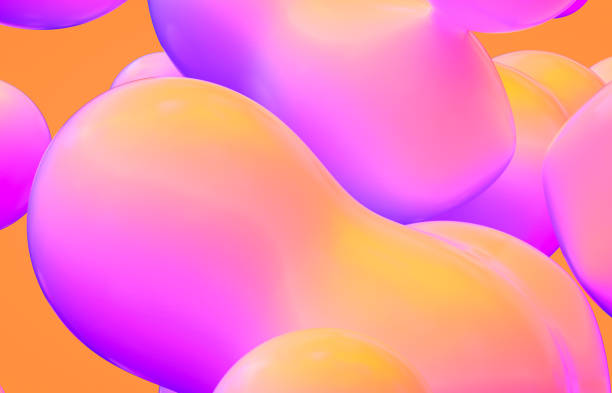 istock Holographic floating liquid blobs, soap bubbles, metaballs. 1331306865