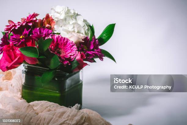 Floral Arrangement With Hydrangea Gerbera Daisys And Roses Stock Photo - Download Image Now