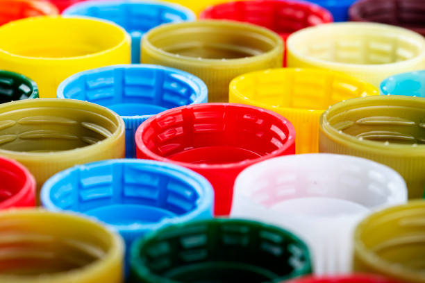 istock Plastic bottle caps background. Cap material is recyclable. 1331311858