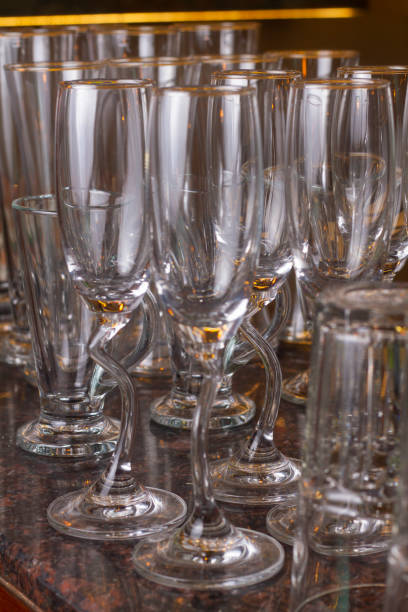 istock Close up empty glasses in restaurant natural light. selective focus and blur background. 1331316141