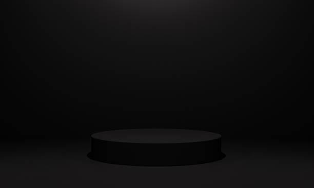istock Scene with black color podium for mock up presentation in minimalism style with copy space, 3d render abstract background design 1331321149