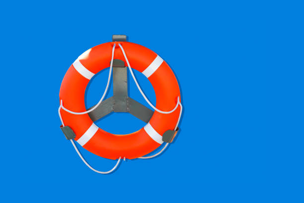 istock Lifebuoy on a holder isolated on a blue background 1331328711