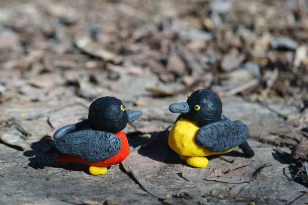 istock Two sparrows made of plasticine close-up. 1331328987