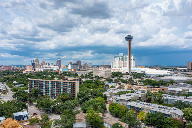 istock Drone Angle View of San Antonio, Texas Skyline 1331333737