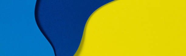 istock Abstract color papers geometry flat lay composition background with blue and yellow tones 1331336886