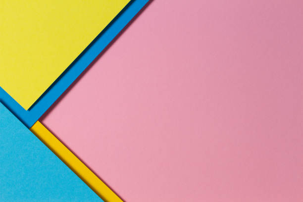 istock Abstract color papers geometry flat lay composition background with blue, yellow and pink color tones 1331336917