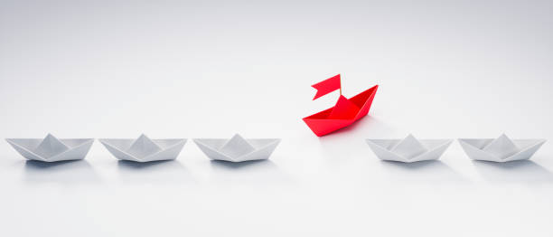 istock Paper boats - Thinking concept differently - Changing course - new ideas 1331338240