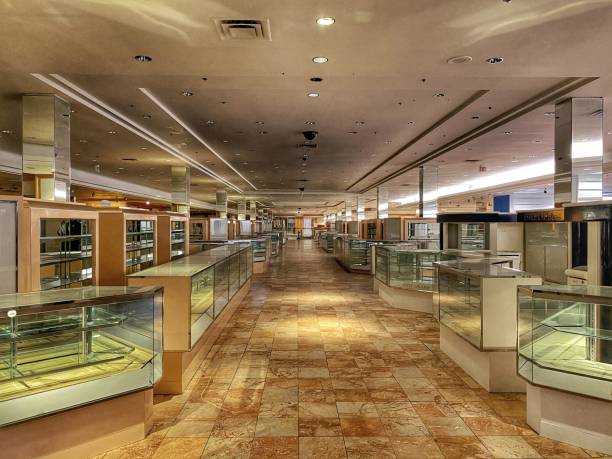 Jewelry cases emptied out in an abandoned department store