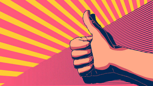 Hand-drawn banner illustration - Thumbs up. Hand-drawn banner illustration - Thumbs up. Pop Art. Respect. popart hand stock illustrations