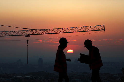 Construction site Workers silhouette