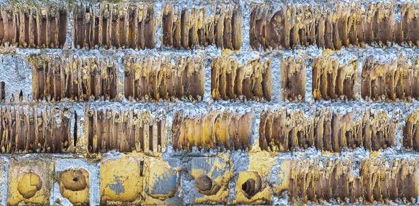 istock wall damaged by explosion bomb, texture of damaged old brick wall 1331352215