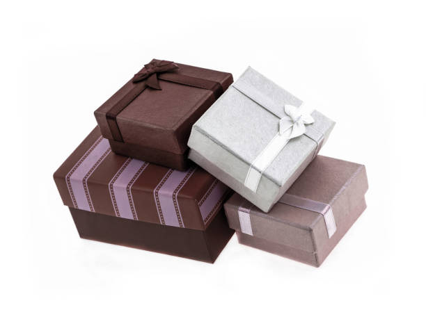 istock four giftbox red tinted set on white background holiday gift 1331352274