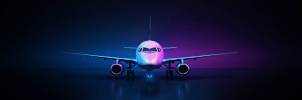 Airline travel on black background. 3d rendering