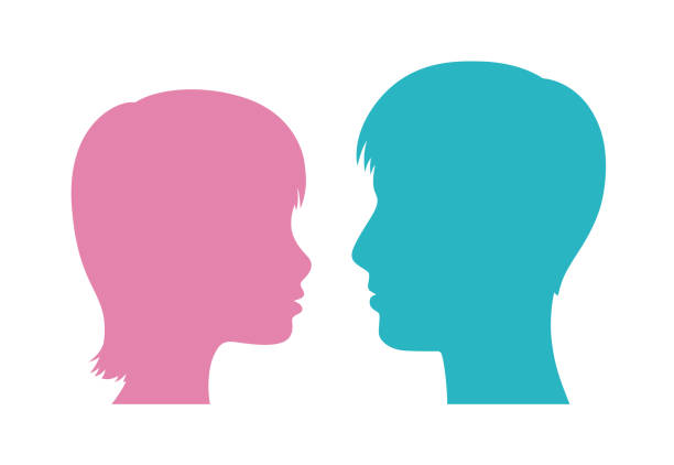 istock Man and woman heads silhouette 1331353108