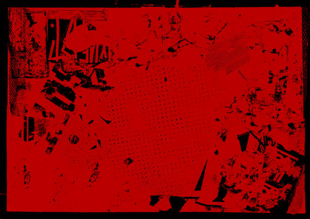 Red grunge poster background vector Dirty red and black abstract ripped flyer grunge poster background red textured background stock illustrations