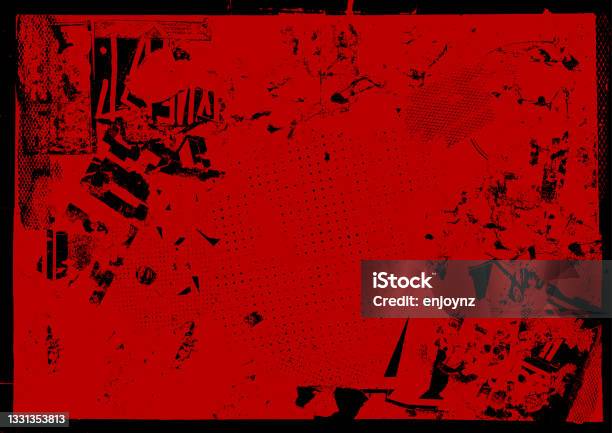 Red Grunge Poster Background Vector Stock Illustration - Download Image Now - Grunge Image Technique, Paper, Torn