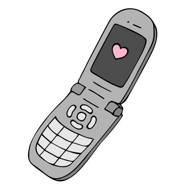 illustrations, cliparts, dessins animés et icônes de dessin vectoriel à la main griffonnage couleur téléphone mobile rétro - old telephone mobile phone retro revival