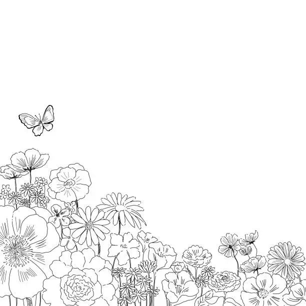 Vector illustration of Illustration of flower field