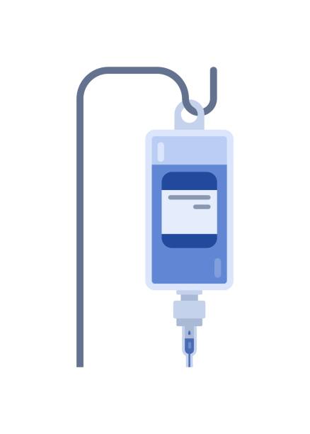 주입 병. 간단한 평면 일러스트레이션. - iv drip medical supplies drop healthcare and medicine stock illustrations