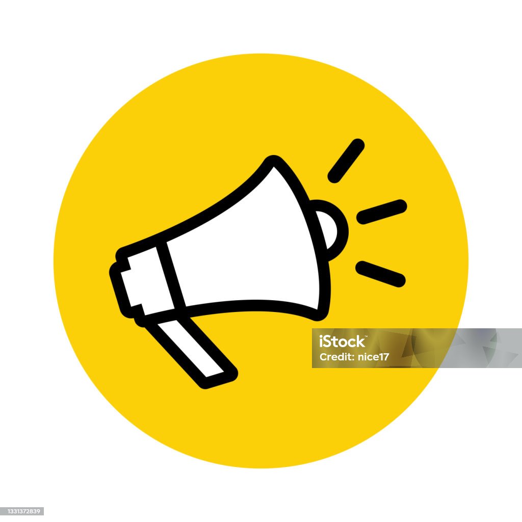 Biểu Tượng Megaphone Bên Trong Một Vòng Tròn Màu Vàng Biểu Tượng ...