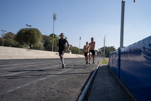 athletes training at the stadium