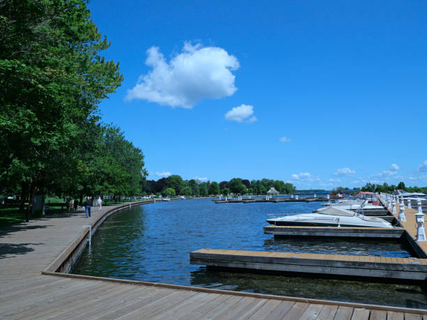 istock Public park with boardwalk beside a lake 1331375996