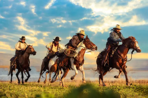Photo of Cowboy riding a horse.