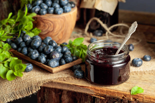 istock Blueberry jam with fresh berries. 1331398402