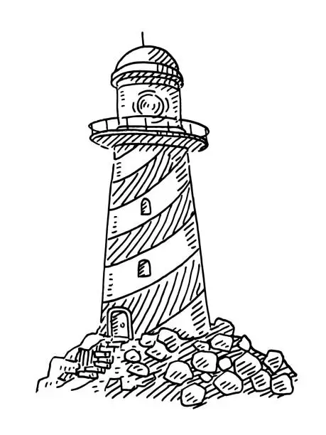Vector illustration of Light House Building Drawing