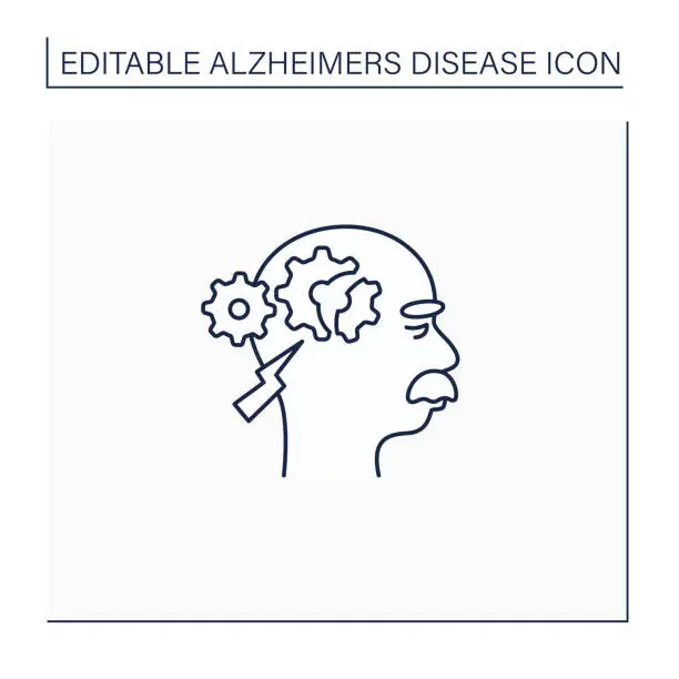 Vector illustration of Cognitive deficits line icon