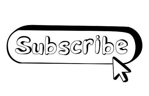 Ubscribe Drawn Hand Drawn Subscribe Button With Cursor In Doodle Style Blogging ...