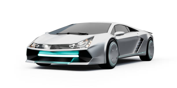 istock Non-existent brand-less generic concept silver sport electric car 1331410246
