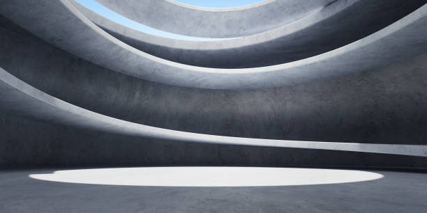 istock 3D concrete wall and floor background with spiral staircase structure 1331411194