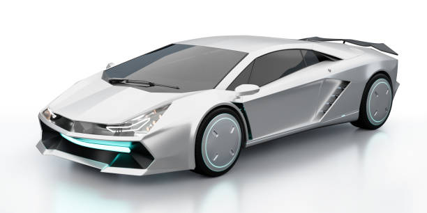 istock Non-existent brand-less generic concept silver sport electric car 1331411725