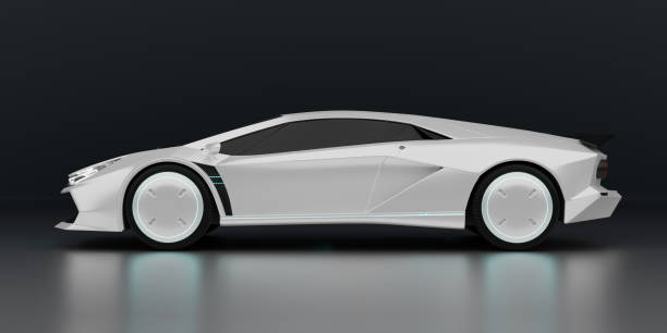 istock Non-existent brand-less generic concept white sport electric car 1331413044